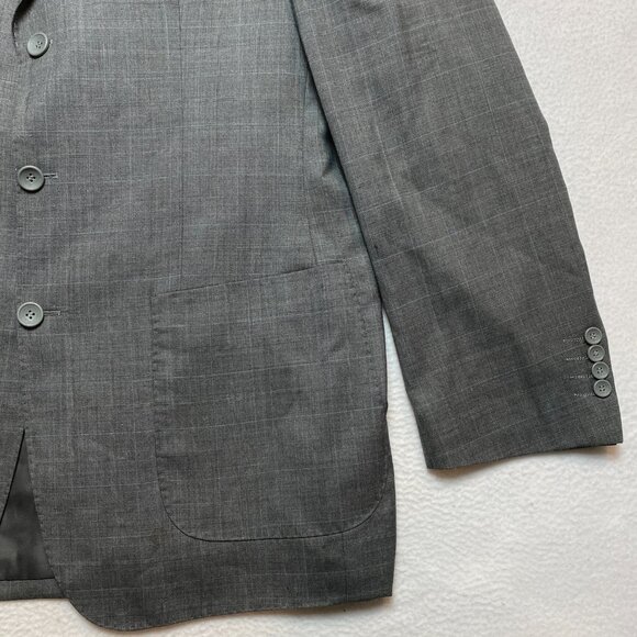 VINTAGE Ermenegildo Zegna Blazer Mens 56R Gray Plaid Sport Coat Notch Patch - Picture 3 of 16